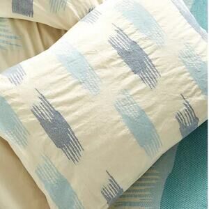 Anthropologie Pillowcases Set of 2 Cream Blue Cotton